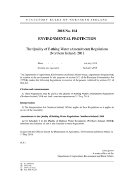 (Amendment) Regulations (Northern Ireland) 2018