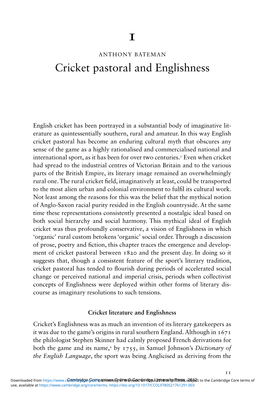 Cricket Pastoral and Englishness