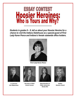 Students in Grades 6 – 9, Tell Us About Your Hoosier Heroine for A
