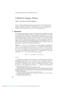A Result in Surgery Theory