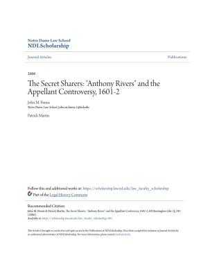 Anthony Rivers" and the Appellant Controversy, 1601-2 John M