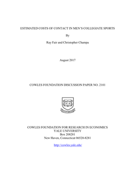 Estimated Costs of Contact in Men's Collegiate Sports