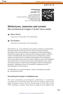 Misfortunes, Memories and Sunsets Non-Professional Images in Dutch News Media