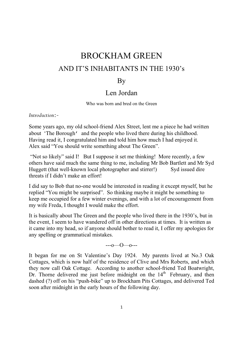 BROCKHAM GREEN by Len Jordan