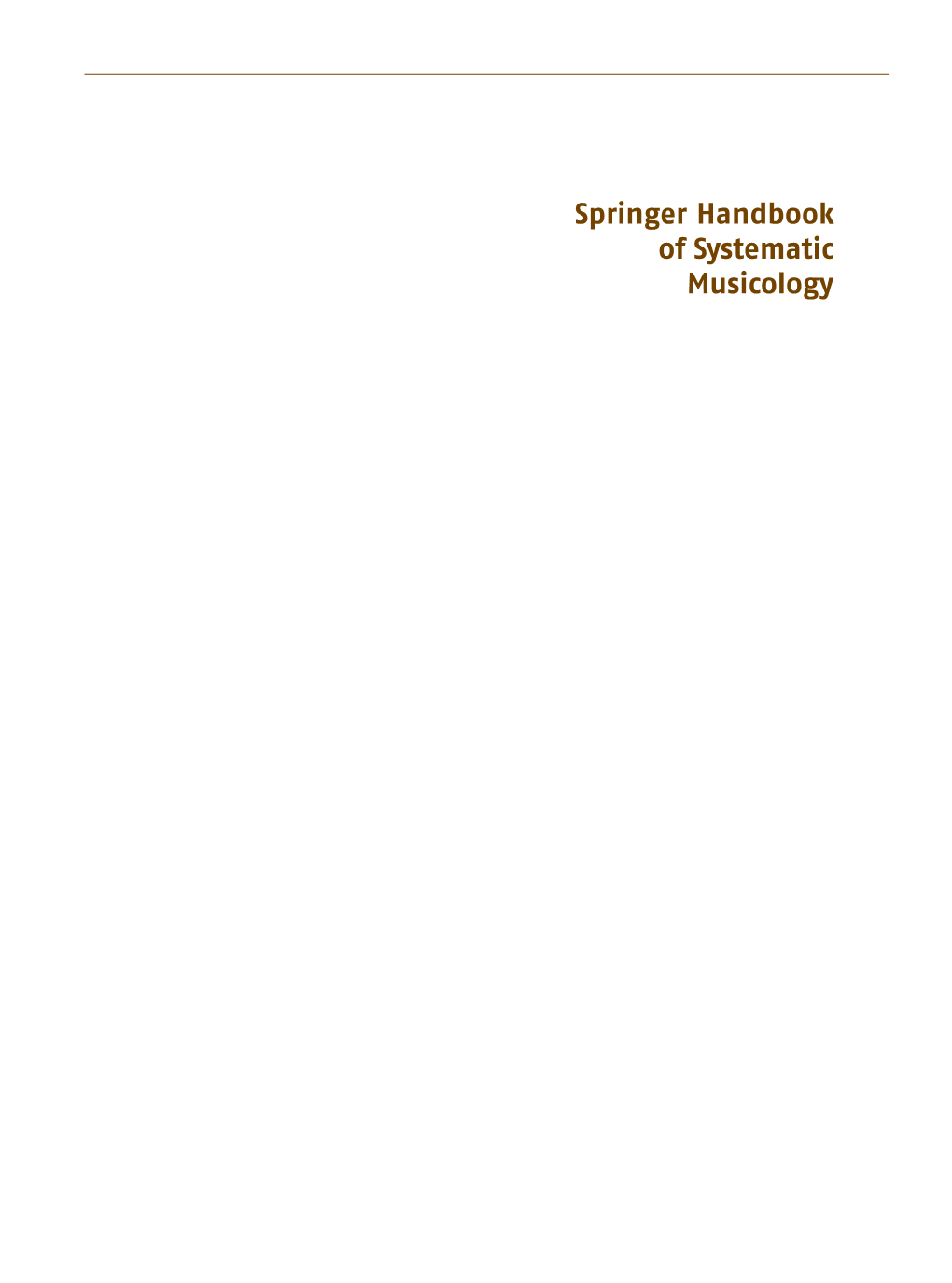 Springer Handbook of Systematic Musicology