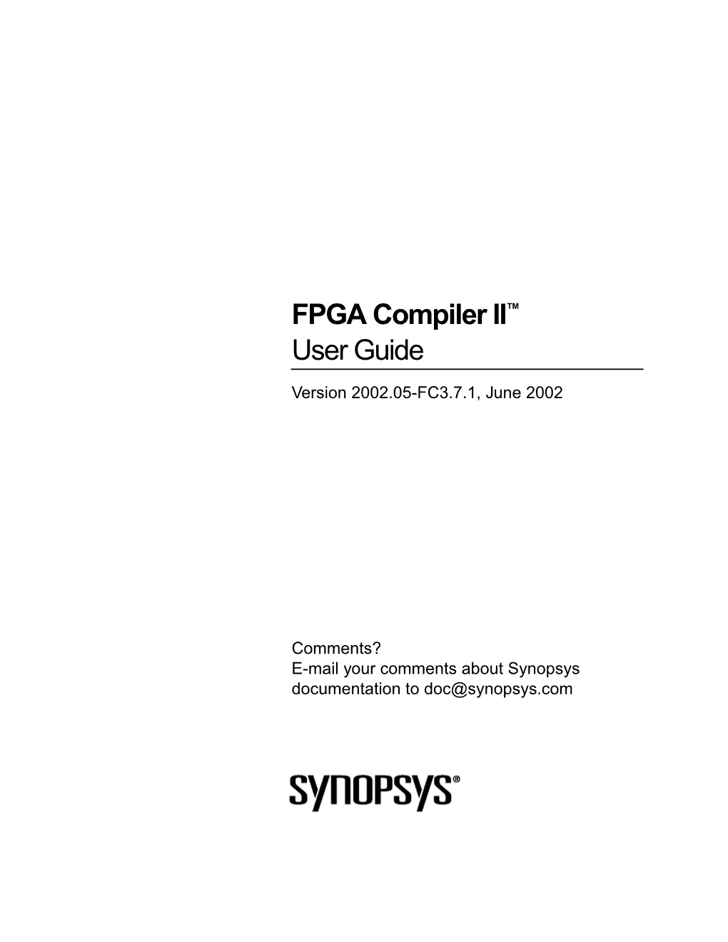 FPGA Compiler II™ User Guide