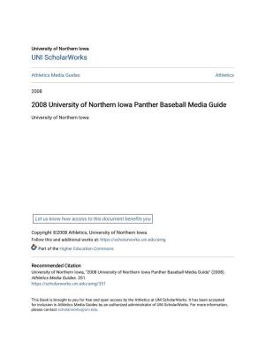 2008 University of Northern Iowa Panther Baseball Media Guide