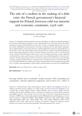 The French Government's Financial Support for Poland, Between Cold