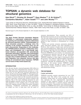 TOPSAN: a Dynamic Web Database for Structural Genomics Kyle Ellrott1,2, Christian M
