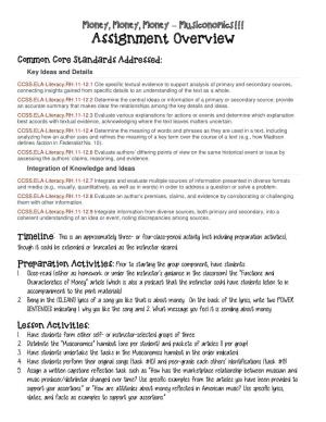 Musiconomics!!! Assignment Overview