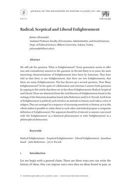 Radical, Sceptical and Liberal Enlightenment