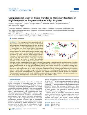 Computational Study of Chain Transfer to Monomer Reactions In