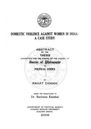 Domestic Violence Against Women in India: a Case Study