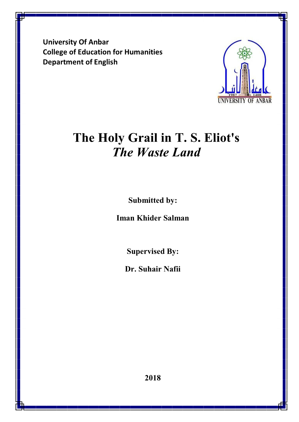 The Holy Grail in T. S. Eliot's the Waste Land