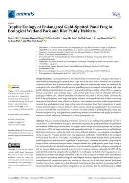 Trophic Ecology of Endangered Gold-Spotted Pond Frog in Ecological Wetland Park and Rice Paddy Habitats