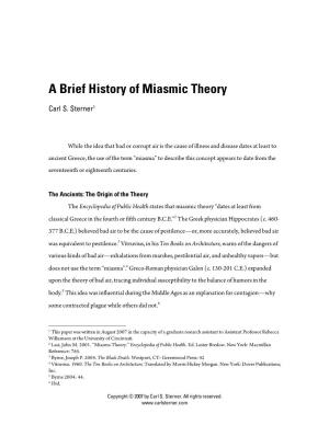 A Brief History of Miasmic Theory