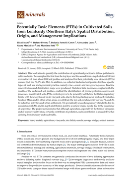Potentially Toxic Elements (Ptes) in Cultivated Soils from Lombardy (Northern Italy): Spatial Distribution, Origin, and Management Implications