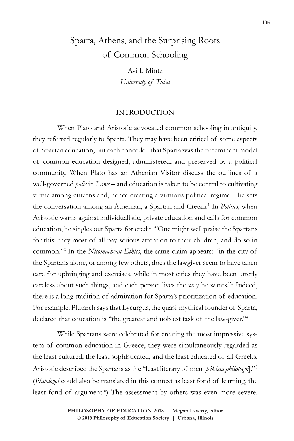 Sparta, Athens, and the Surprising Roots of Common Schooling Avi I