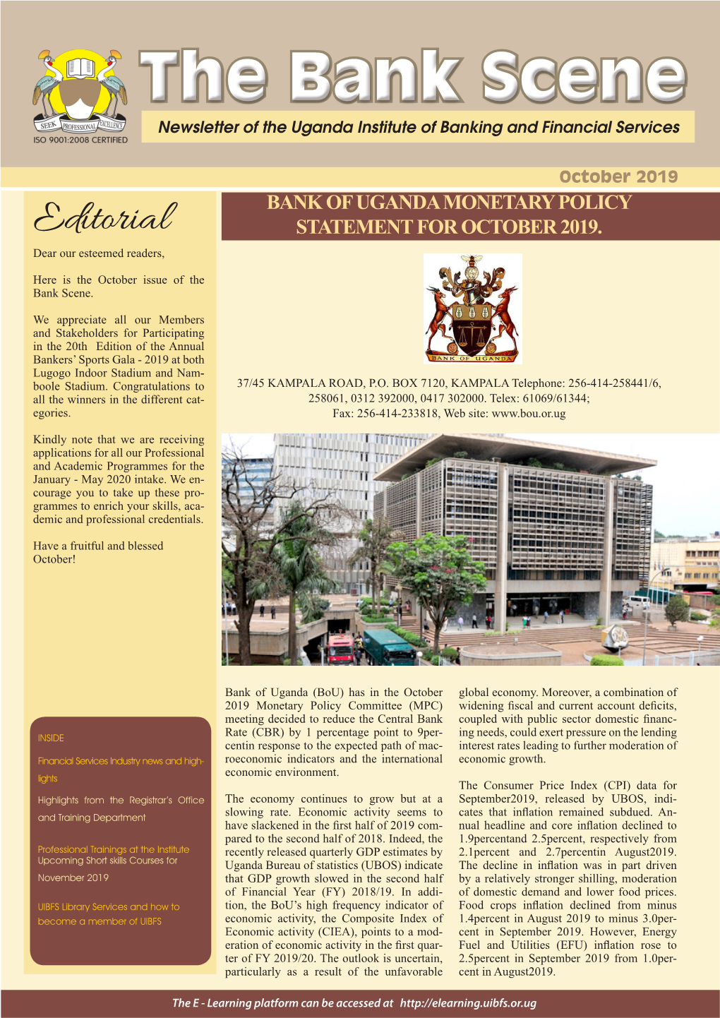 The Bank Scene Newsletter of the Uganda Institute of Banking and Financial Services