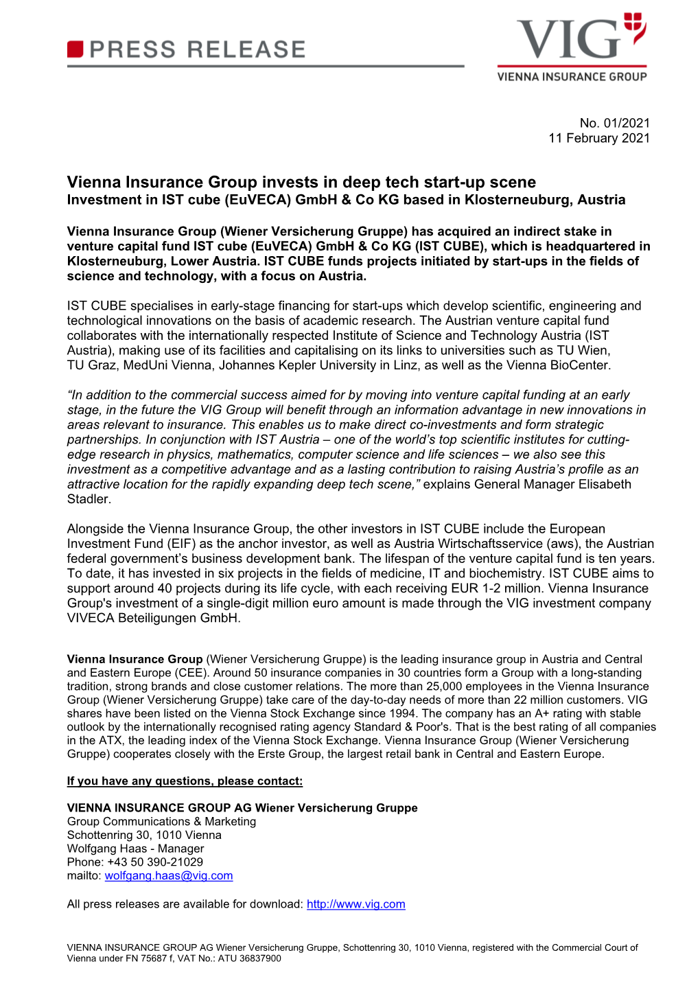 VIG Press Release