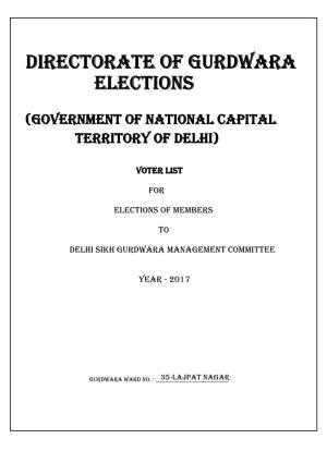 LAJPAT NAGAR DIRECTORATE of GURDWARA ELECTIONS (GNCTD) Part No