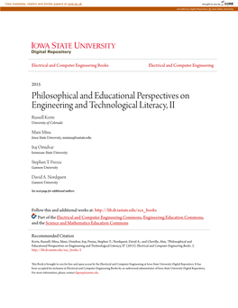 Philosophical and Educational Perspectives on Engineering and Technological Literacy, II Russell Korte University of Colorado