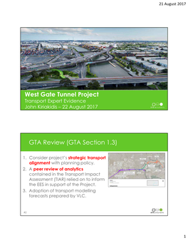 West Gate Tunnel Project GTA Review