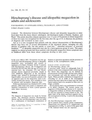 Hirschsprung's Disease and Idiopathic Megacolon in Adults and Adolescents