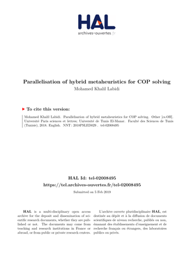 Parallelisation of Hybrid Metaheuristics for COP Solving Mohamed Khalil Labidi