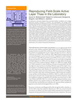 Reproducing Field-Scale Active Layer Thaw in the Laboratory Aaron A