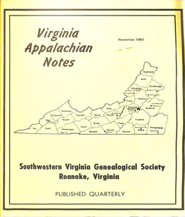 Virginia Appalachian Notes