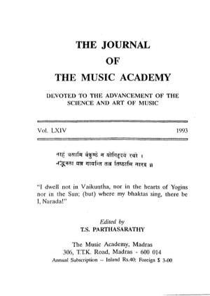 The Journal of the Music Academy Devoted to the Advancement of the Science and Art of Music