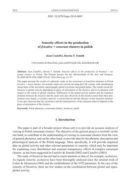 Sonority Effects in the Production of Fricative + Sonorant Clusters in Polish