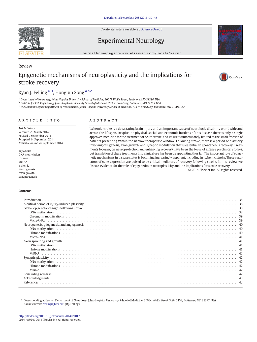 Epigenetic Mechanisms of Neuroplasticity and the Implications for Stroke Recovery