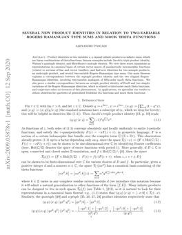 Several New Product Identities in Relation to Two-Variable Rogers–Ramanujan Type Sums and Mock Theta Functions