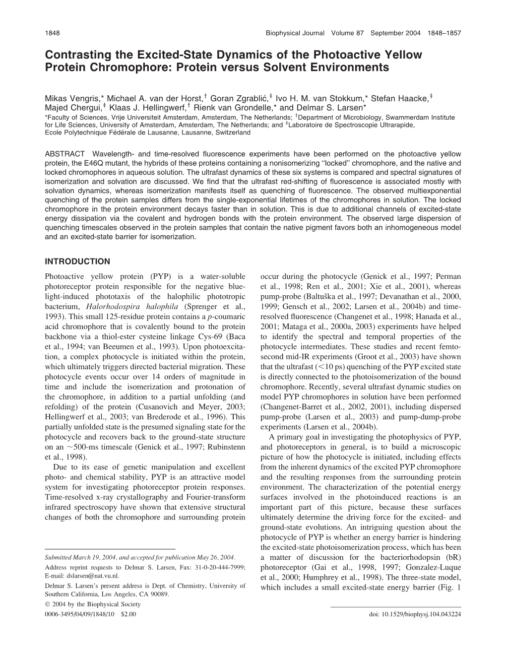 Contrasting the Excited-State Dynamics of the Photoactive Yellow Protein Chromophore: Protein Versus Solvent Environments