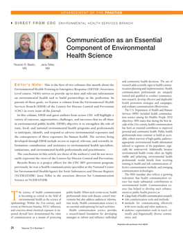 Communication As an Essential Component of Environmental Health Science