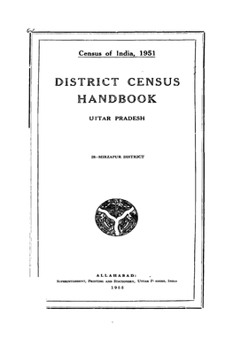 District Census Handbook, 28-Mirzapur, Uttar Pradesh