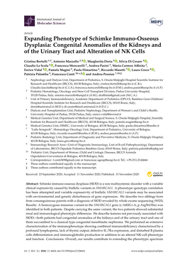 Expanding Phenotype of Schimke Immuno-Osseous Dysplasia: Congenital Anomalies of the Kidneys and of the Urinary Tract and Alteration of NK Cells
