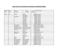 Slbc List of Allocation of Villages to Different Banks