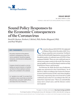 Sound Policy Responses to the Economic Consequences of the Coronavirus David R