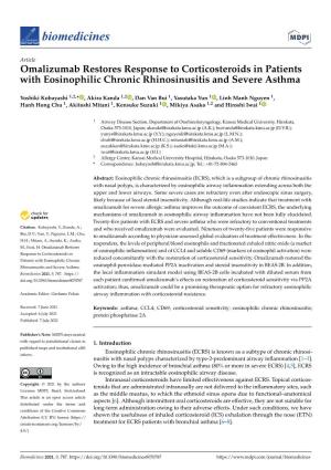 Omalizumab Restores Response to Corticosteroids in Patients with Eosinophilic Chronic Rhinosinusitis and Severe Asthma