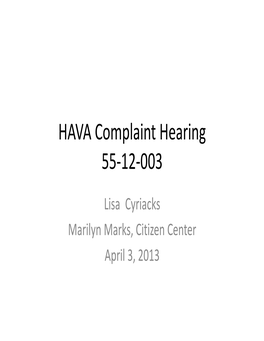 HAVA Complaint Hearing 55-12-003