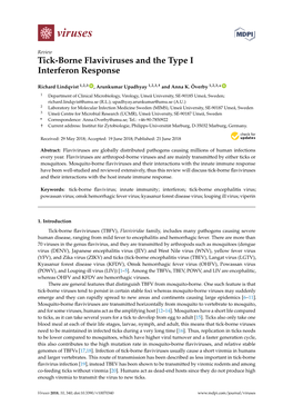 Tick-Borne Flaviviruses and the Type I Interferon Response
