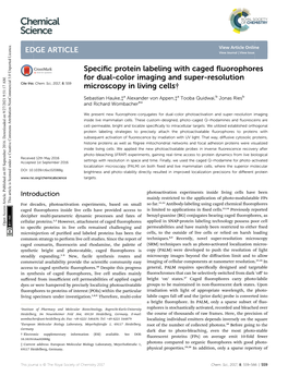 Specific Protein Labeling with Caged Fluorophores for Dual-Color Imaging and Super-Resolution Microscopy in Living Cells