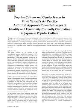 Popular Culture and Gender Issues in Miwa Yanagi's Art Practice A