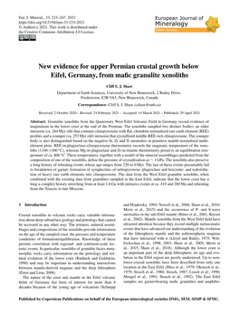 New Evidence for Upper Permian Crustal Growth Below Eifel, Germany, from Maﬁc Granulite Xenoliths