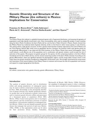 Genetic Diversity and Structure of the Military Macaw