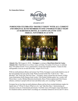 Foreigner Celebrates “Double Vision” with All Current and Original Band Members in One Unforgettable Night at Hard Rock Hote