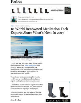 10 World Renowned Meditation Tech Experts Share What's Next in 2017
